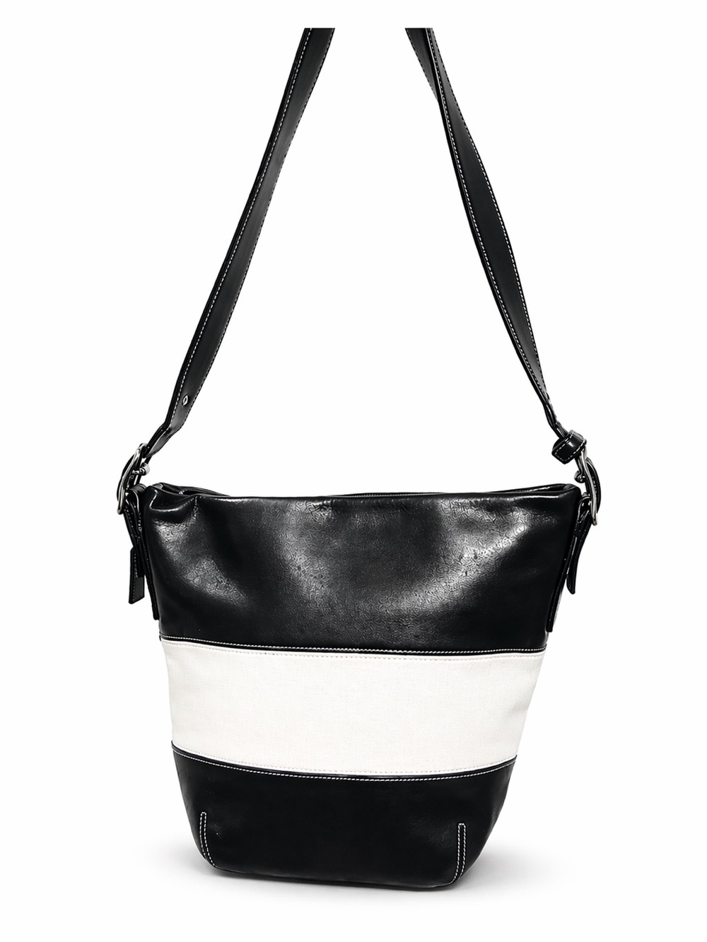 Coach‎ Leather Colorblock Shoulder Bag Black White Style K1S-9173
